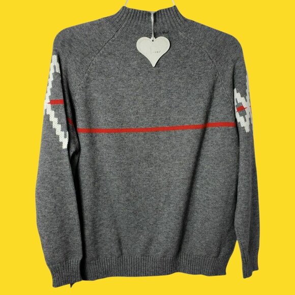 A-one Geometric Crewneck Sweater With Gray/Red/White Diamond Pattern Medium - Picture 2 of 8